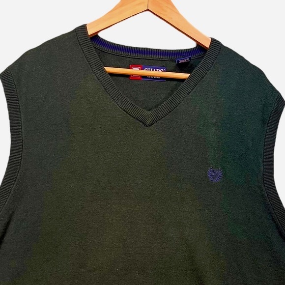 Chaps Other - Chaps Green Cotton Knit V-Neck Sweater Vest Men's‎ Large Classic Preppy L
